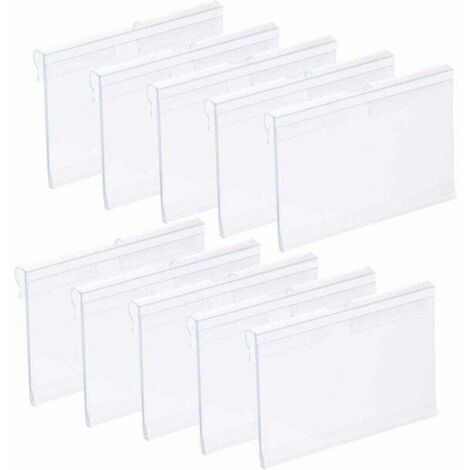 100Pcs Porte-étiquette Transparent en Plastique, Porte-étiquettes en PVC Supports d'Étiquettes en Plastique Porte-étiquette de Prix d'étagère pour Étagère Magasin Supermarchés Petits Magasin (1/4)