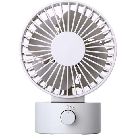 Mini ventilateur de bureau USB, conception silencieuse à double lame, 2 vitesses de vent, alimentation en air à 30 degrés (blanc) (1/4)