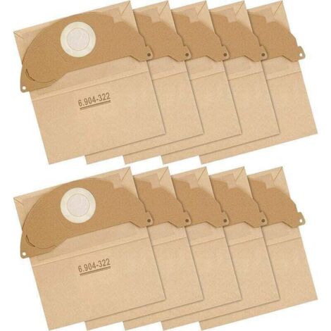 WD2 Lot de 10 sacs de filtres et papier pour aspirateur Kärcher WD2 MV2 A 2003/2024/2054 Remplace les sacs WD2 6.904-322.0 (1/4)