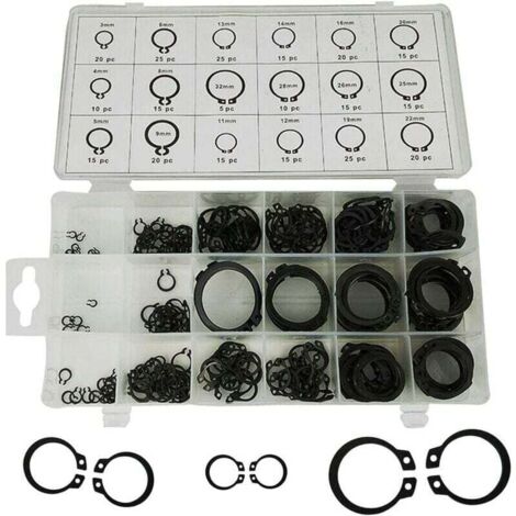 Boîte d'assortiment de circlips, 300 pièces, 18 tailles