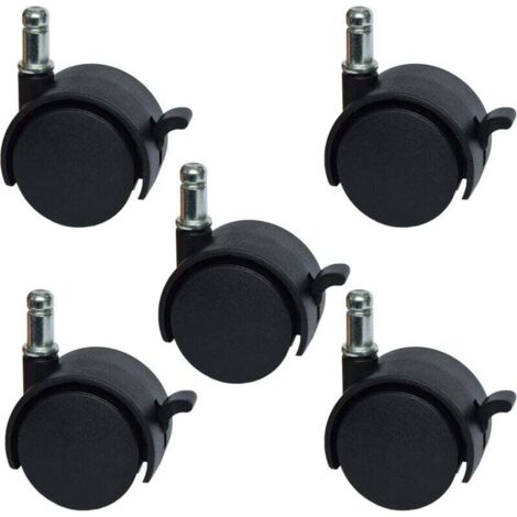Roulettes de rechange pour chaise de bureau ou tabouret de 5,1 cm - avec frein (lot de 5) (1/4)