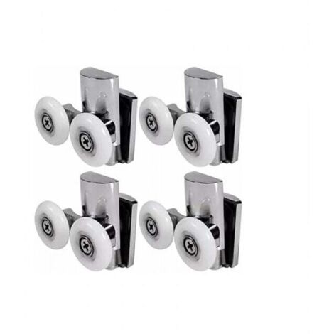 Rouleaux de porte de douche 4 pièces, roues de porte de douche de 23mm vers le haut ou vers le bas, rouleau de porte de douche coulissante pour porte en verre de cabine de salle de bain (1/4)