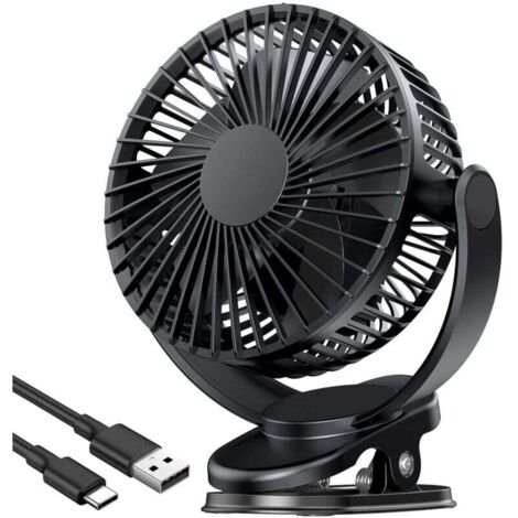 Ventilateur De Voiture Rechargeable 360° - Clip Pince Puissant Pour Voiture, Camion, Vélo Et Camping