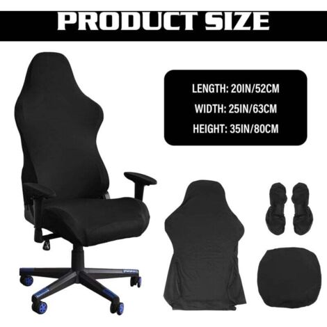Housse Fauteuil Gaming Housse Chaise Gaming WIYETY - Noir Extensible Avec Poches écouteurs Protection Animaux