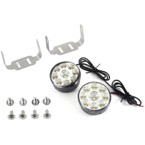 ALOVEZ Lot de 2 ampoules rondes universelles super blanches 12 V 9-SMD LED pour feux de circulation diurnes et feux de brouillard (1/5)