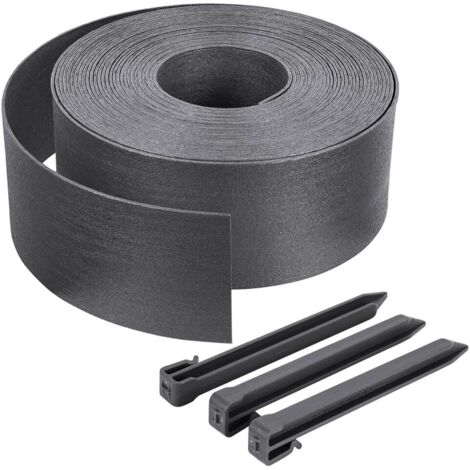 Bordure de Jardin Flexible 10m, Hauteur 12cm Bordure Jardin Exterieur avec 6 Piquets, Bordure Jardin Plastique, Bordurette de Jardin Flexible, Bordure de Tonte Bordure de lit Palissade (Black) (1/5)