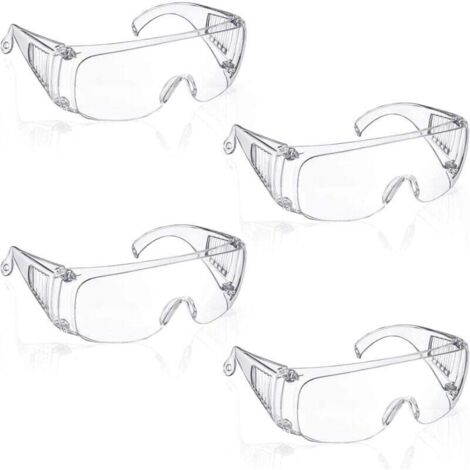 Xinlon 4 Paires Lunette Protection, Lunettes de Sécurité Transparentes, Lunettes de Protection la Sécurité en Laboratoire, Lunettes de Sécurité (1/4)