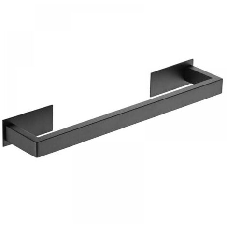 Noir 37 cm Porte-Serviettes Autocollant en Acier Inoxydable pour Salle de Bain, avec Barre Simple Motif carré (1/4)