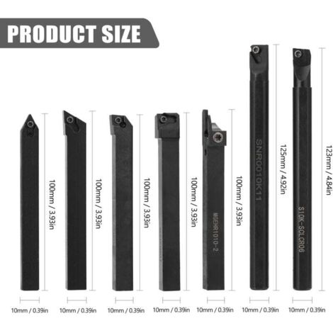 7 Pièces Outil D'Alésage 18mm Tige Ronde Carbure Cémenté - Kit Complet F1-18 Pour Tour