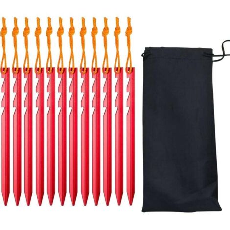 Piquet de Tente,Piquets de Tente,12 Pièces Sardines de Fixation,Piquet Tente Aluminium,Sardine Tente 18cm,Sardines Camping pour Bâche de Camping Bâche de Plage (1/4)