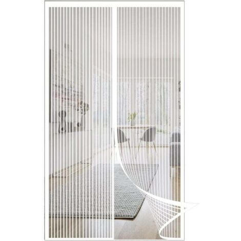 Moustiquaire magnétique haute densité 120 x 220 cm, installation facile sans perçage, pour balcon, salon, chambre d'enfant, blanc (1/4)