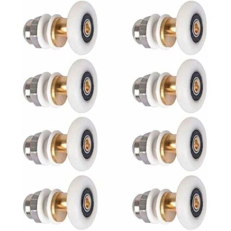 Roulette Porte Douche,Roulettes de Porte Coulissante Cabine de Douche Porte Poulies Roue de Rechange pour Rouleau avec Diamètre de Roues 27mm,8 Pièces (1/4)