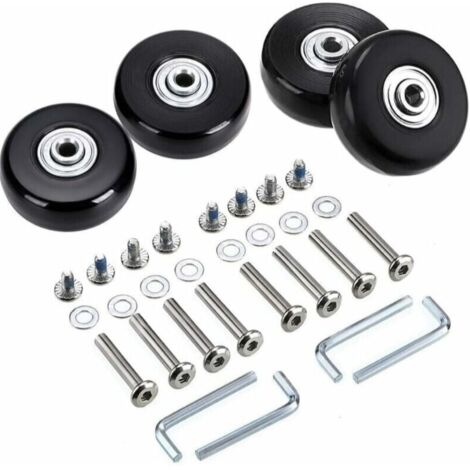 Lot de 4 roues de rechange pivotantes en caoutchouc pour valise, 45 x 18 mm