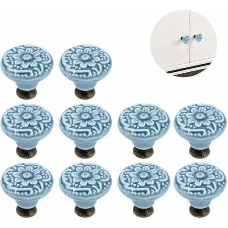 10 pièces boutons en céramique, boutons de porte d'armoire vintage, boutons de tiroir, boutons de porte en céramique, boutons de tiroir, boutons de commode, ensemble de boutons de tiroir (1/4)