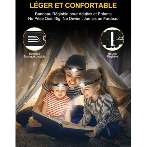 Lampe Frontale Rechargeable – Détecteur De Mouvement, 1000 MAh, Luminosité Réglable, IPX4, Légère 100g, Pour Pêche, Camping, Course