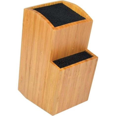 Bloc à couteaux universel en bambou – Extra large à deux niveaux sans fente – Rangement pratique et sûr pour les grands et petits couteaux et ustensiles – Poils amovibles faciles à nettoyer (1/4)