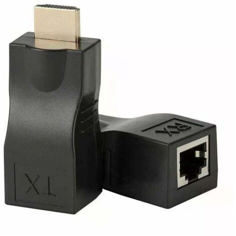 Extendeur HDMI, répéteur de convertisseur d'extension de câble réseau HDMI vers RJ45, répéteur d'adaptateur de convertisseur d'extension de câble réseau HDMI vers RJ45 30M sur Cat 5e/6 1080p jusqu'à 3