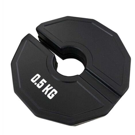 Plaques de poids fractionnées Gym Micro-Plates, haltères, plaques en caoutchouc, ajout de changement, noir, 0,5 kg (1/4)