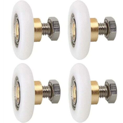 4 pièces Roulette Porte de Douche, Roues de Rechange pour Porte de Douche Roulettes de Rechange pour Porte de Douche RainuréE avec vis Diamètre 23 mm