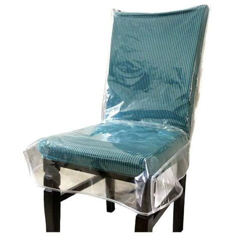 Housse de chaise de salle à manger en plastique avec dossier, housse imperméable en PVC transparent, convient à 57,5 x 50 cm (1 paquet)