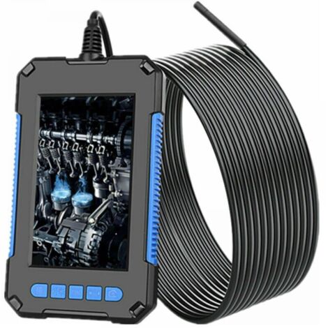 Endoscope industriel, caméra d'inspection numérique HD 1080p, écran 4,3, caméra serpent étanche 5,5 mm, avec 6 lumières LED, câble semi-rigide de 5 m - Bleu (1/4)