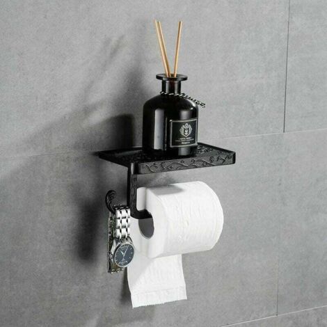 Dérouleur papier toilette porte papier toilette support mural porte papier toilette hygiénique rouleau de papier toilette couleur Bronze noir (1/4)