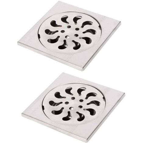 2pcs Siphon de Sol Acier Inoxydable, Grille de Douche Carrée Filtre de Douche Drain de Douche Attrape Cheveux pour Salle de Bain, 90x90x30mm