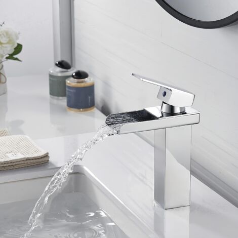 Robinet de salle de bain doré, robinet extra haut avec hauteur de bec pour lavabo à poser, robinet de lavabo doré, bec haut (1/4)