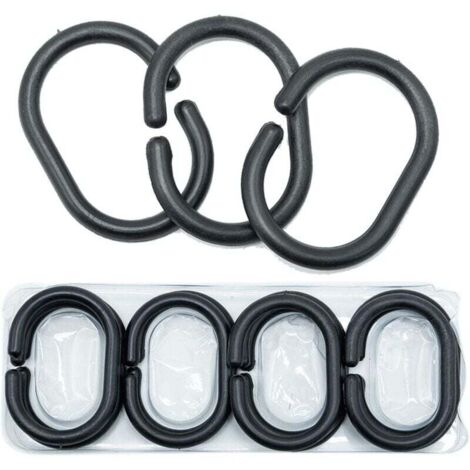 Lot de 50 anneaux coulissants en plastique pour rideau de douche Noir (1/4)