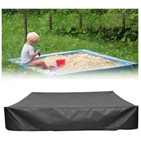Couverture De Bac à Sable Anti-poussière Et étanche – Tissu Oxford 210D, 120x120x20 Cm, Avec Cordon De Serrage, Noir Couverture Bac à Sable
