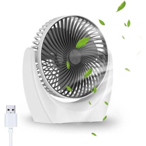 ventilateur de bureau USB, ventilateur silencieux portable, mini ventilateur puissant, 3 Vitesse petit ventilateur table pour La Chambre, bureau, domair,cuisine(Rotation 360°,Alimenté par US