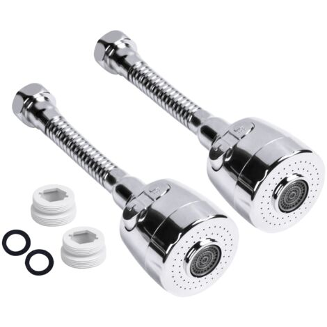 Lot de 2 rallonges de tête de robinet de cuisine à économie d'eau, adaptateur de robinet rotatif à 360 °, 2 sorties d'eau (1/5)