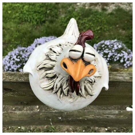 Lot de 3 statues de décoration de clôture de poulet amusantes pour escaliers de jardin, ferme, terrasse, arrière-cour, artisanat en résine, sculpture de poule de poulet, statue d'extérieur, cadeau de