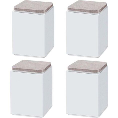(Blanc 10cm) 4PCS pieds de support de meuble, booster en acier carbone auto-adhésif, carré 6x6cm, pour canapé, lit, meuble TV, booster de meuble, hauteur 5cm/10cm, noir/blanc/marron (1/3)