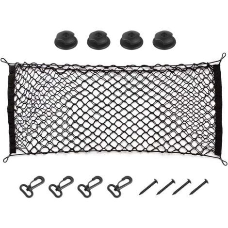 Filet de rangement élastique réglable pour coffre de voiture, filet de rangement pour coffre, ajustement universel pour voiture, véhicule, SUV (35,4" x 15,8") (1/4)