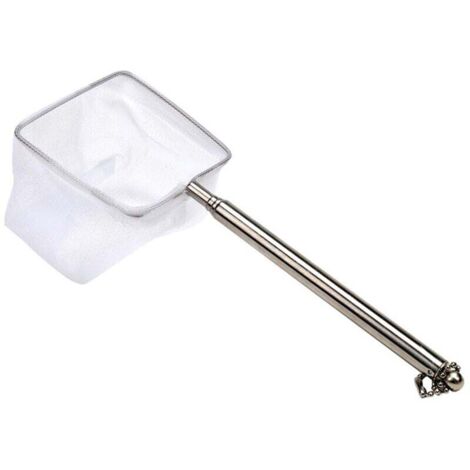 Épuisette carrée pour Aquarium avec Manche télescopique en Acier Inoxydable pour Attraper Les Petits Poissons et crevettes et Nettoyer l'aquarium