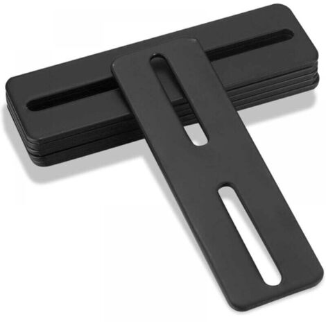 Lot de 10 connecteurs plats ajustables, plaques de réparation plates avec fentes attaches métalliques pour assemblage bois, plaque de liaison, support d'angle plat noir avec fente allongée