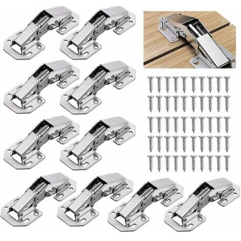10 PCS Charniere Porte Placard/ Cuisine, 3 Pouces 90°Charniere Meuble,Charnière Invisible, Faites Correspondre la vis, Convient aux Portes D'armoires de Bureau (1/4)