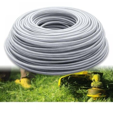 Fil Debroussailleuse 3mm Renforce, Fil Débroussailleuse Incassable en Acier, 45M Fil pour Debroussailleuse pour Jardin de Mauvaises Herbes (1/4)