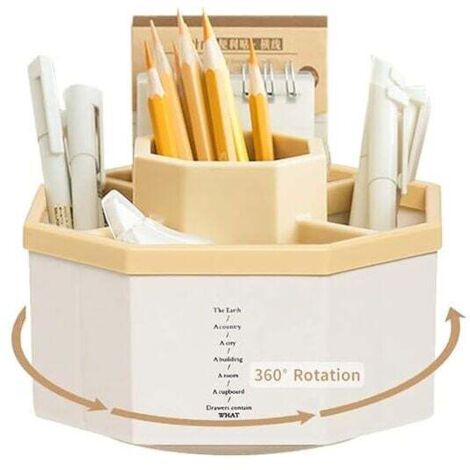 Rotatif Pot a Crayon, Pot a Crayon Bureau avec Autocollants Antidérapants, Rotation à 360 DegréS Organisateur De Bureau Rangement Stylo, pour Maquillage Fournitures De Bureau à Domicile