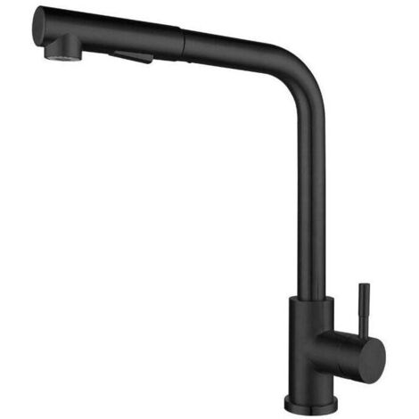 Robinet Cuisine Douchette Noir avec 2 Modes de Pulvérisation, avec Douchette Extractible, Robinetterie de Cuisine Inox 304 (1/4)