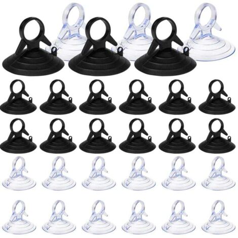 60 Pièces Ventouse pare Soleil, 45mm Ventouse Sans Crochets Ventouse, PVC Ventouses Mini Ventouse Transparente et Noire Ventouse, Ventouse pour Vitre (1/4)