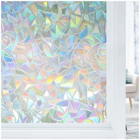 Film Electrostatique Vitre Effet Arc-en-Ciel, Film Fenetre Anti Regard Décoratif, Film pour Vitre 3D Anti UV, Film Occultant Fenetre Idéal pour Chambre, Bureau, Cuisine, Maison,60x200CM (1/4)