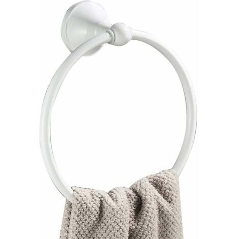 Anneau porte-serviette rond en laiton pour porte-serviette de salle de bain serviette de bain suspendu fixé au mur,blanc、 (1/4)