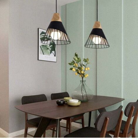 Suspension Hofstein 4 Branches Bois Noir : Lampe Vintage Pour Salon