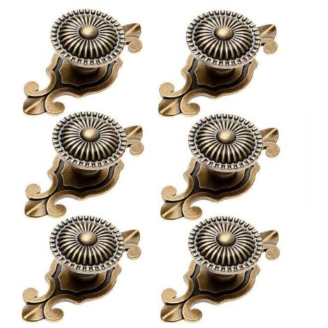 6 Pièces Bouton de Meuble Rétro 2 en 1 Poignée pour Armoire Tiroir avec Vis Bronze (1/4)