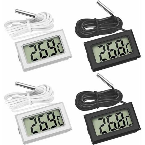 Mini Digital LCD Thermomètre Température avec Sonde de Température Capteur Testeur ,Guazhuni (2X Noir 2X Blanc) (1/5)
