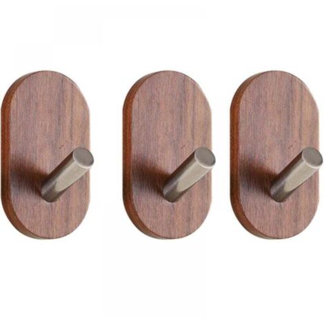 Lot de 3 patères en Bois, Porte-Manteau en Bois Naturel, Crochets de décoration de Porte de Maison,Crochet Mural Multifonction pour Sacs à Manteaux, vêtements, clés, écharpe
