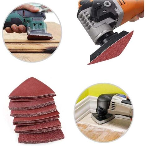 Lot De 100 Pads Abrasifs Triangulaires - Grains 60/80/120/180/240 - Pour Ponceuse Oscillante, Bois, Plâtre, Métal