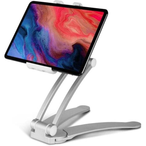 Support pour tablette - Avec adaptateur pour mur et plafond - Compatible avec iPad, MediaPad, Kindle, smartphone, Galaxy Tab, Switch - Gris (1/4)